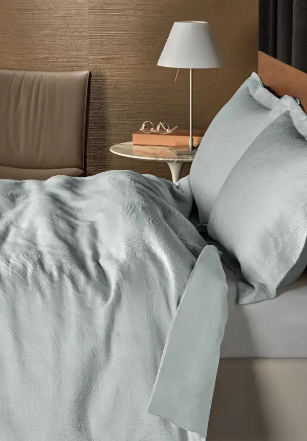 Modern Bedroom Woven Leaf Linen Duvet Cover Set