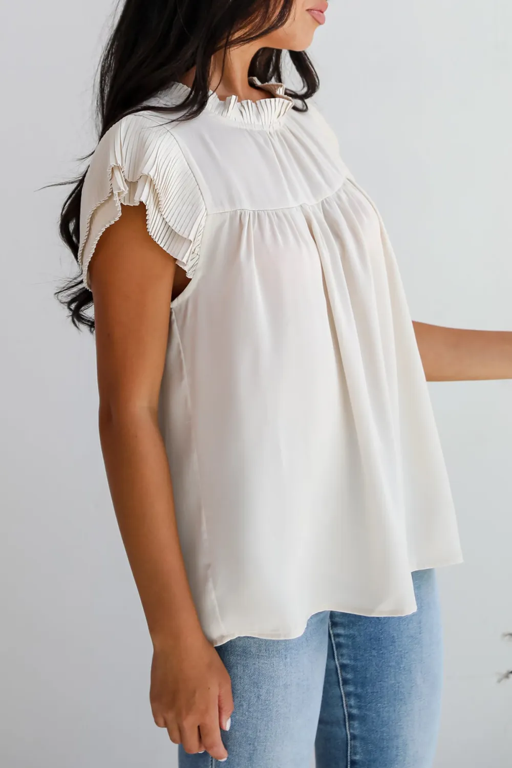 Cream Ruffle Blouse