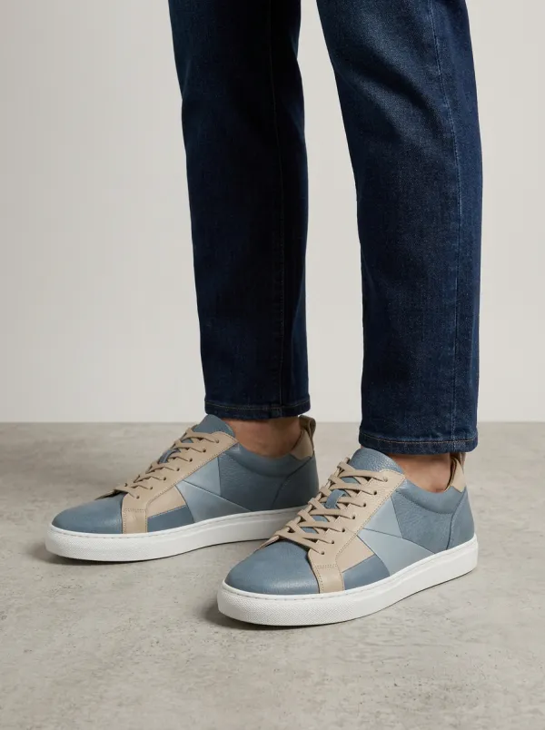 Men's Colorblock Leather Printed Casual Shoes