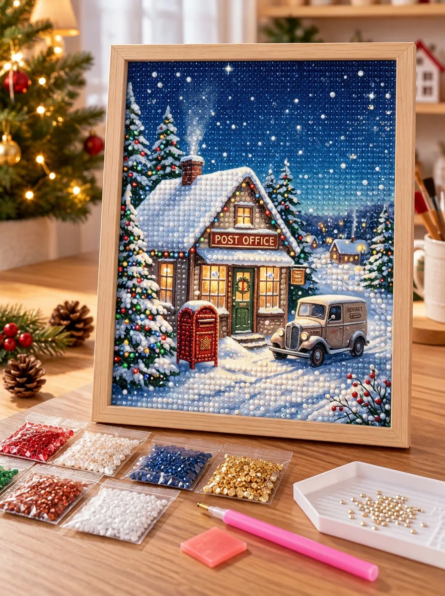 Post Office Snowy Village Christmas DIY Diamond Painting Kit