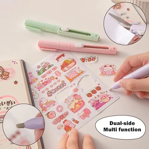 2 In 1 Mini Portable Scissors Paper Cutter Knife