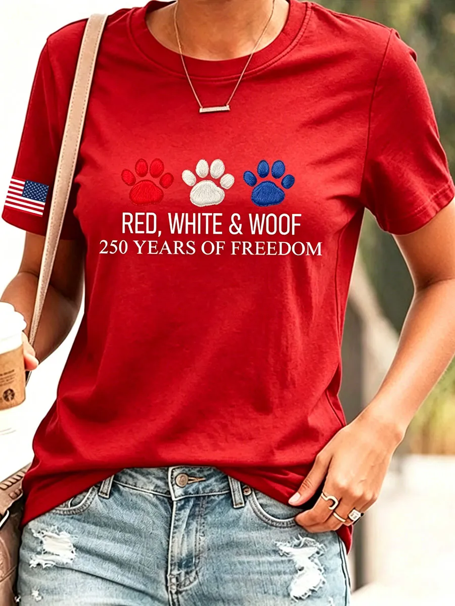 Women's USA 250th Anniversary Puppy Print T-Shirt