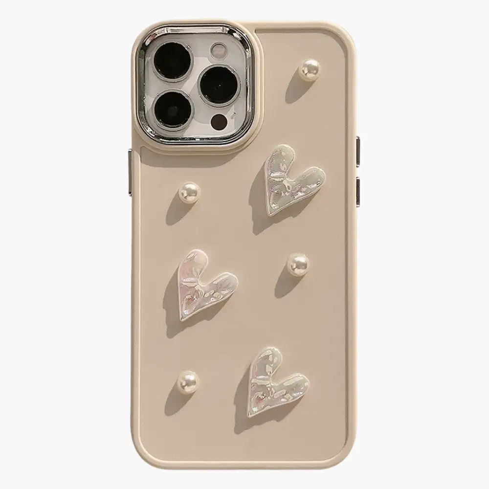 Heart Iridescent Pearl Detail Phone Case