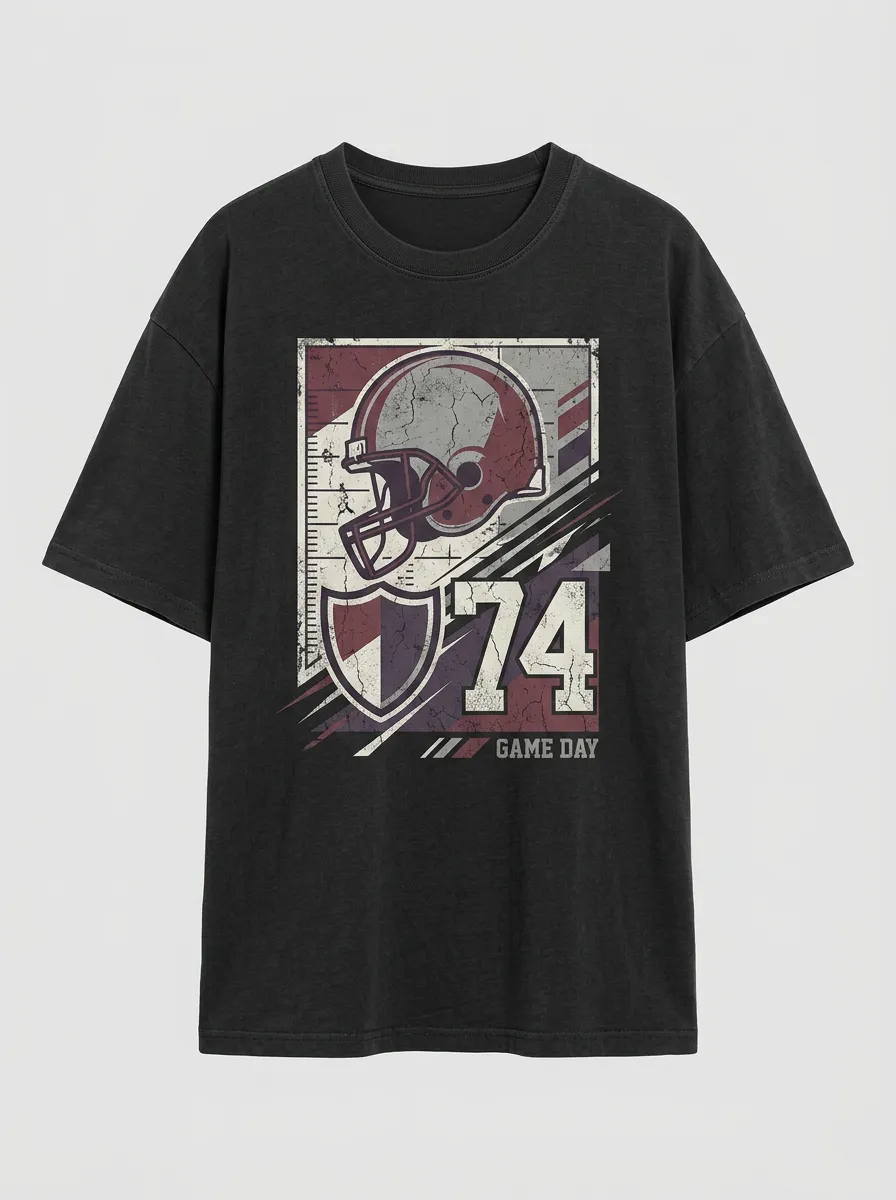 Women's American Football Fan 74 Helmet Graphic Printed T-shirt