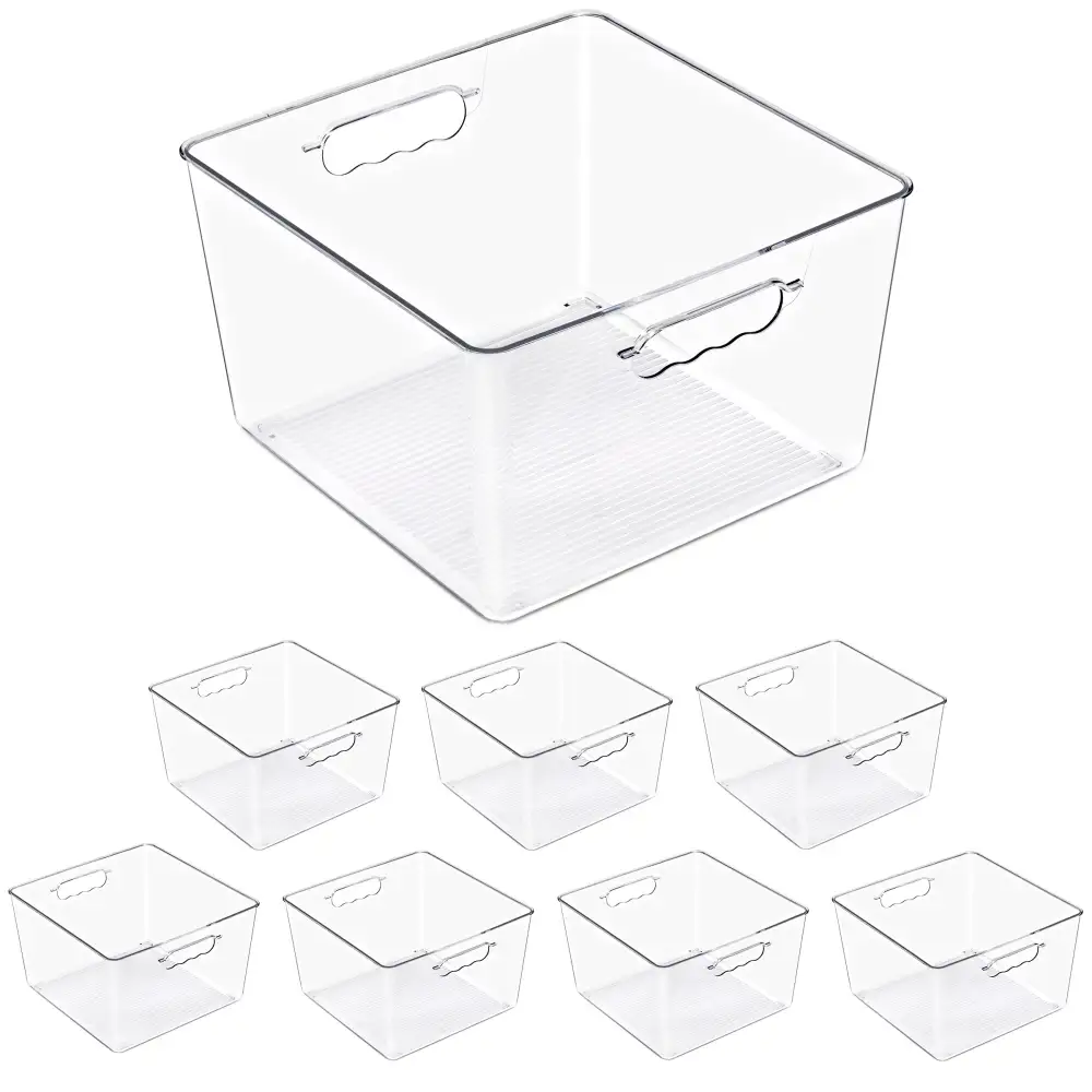 Clear Cube Storage Bins With Handles