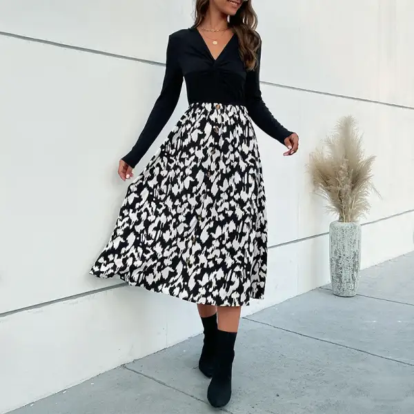 Women's Wrap Long-Sleeve Floral Party Dress