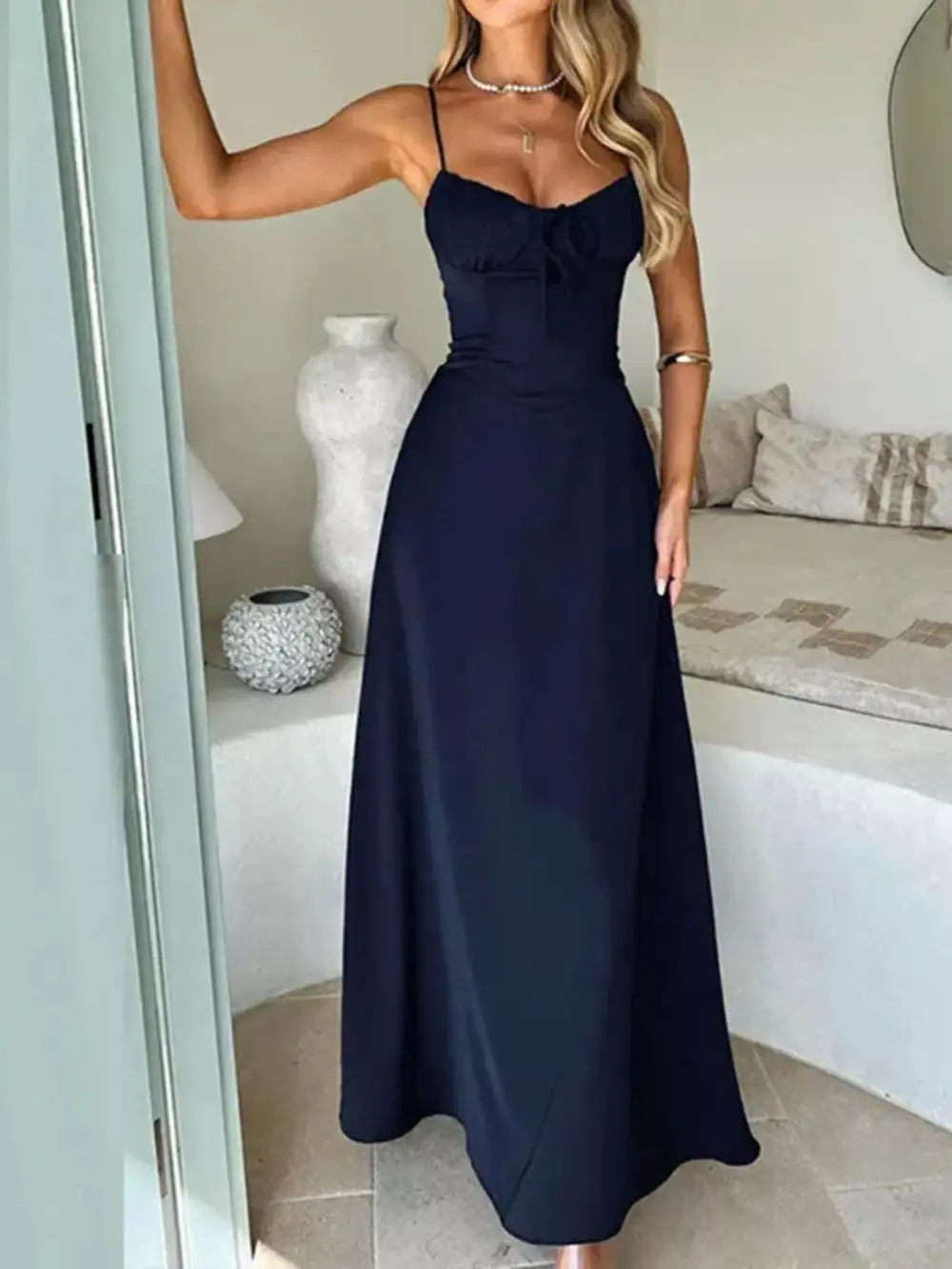 Modern Spaghetti-Strap Maxi Dress