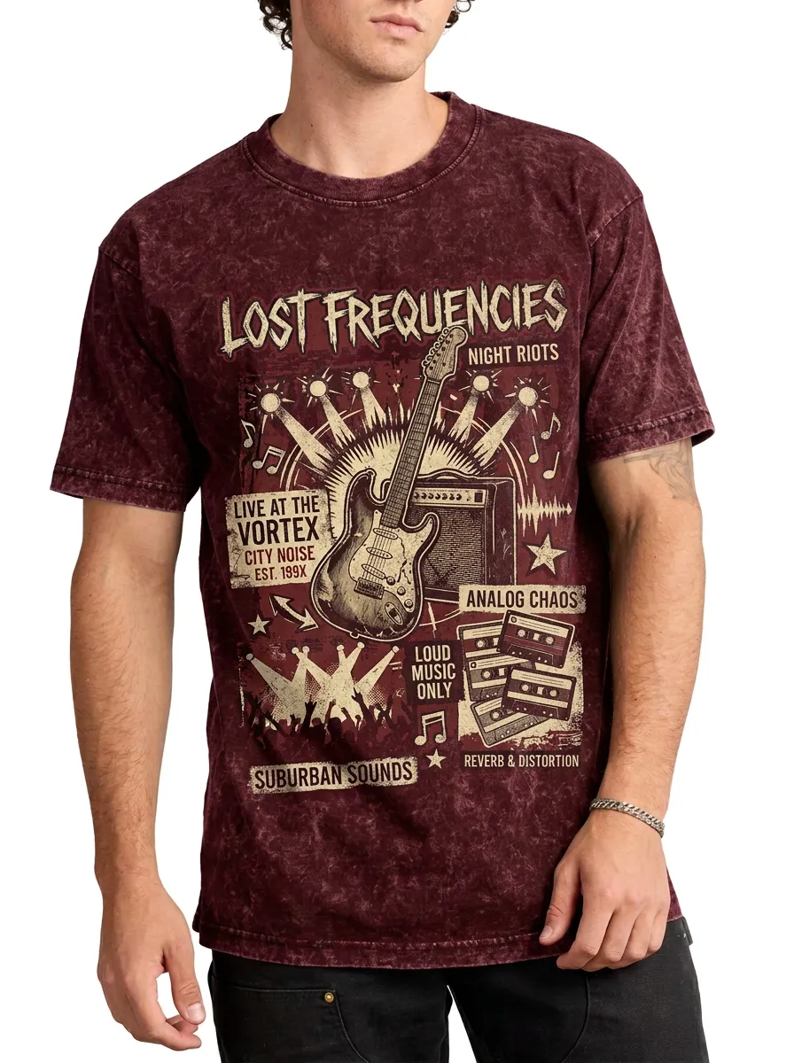 Men's Rock Music Lover Electric Guitar Cassette Printed T-shirt