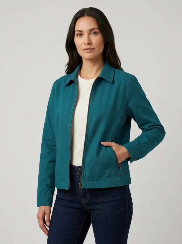 Women's Olive Green Botanical Line-Art Pattern Jacket