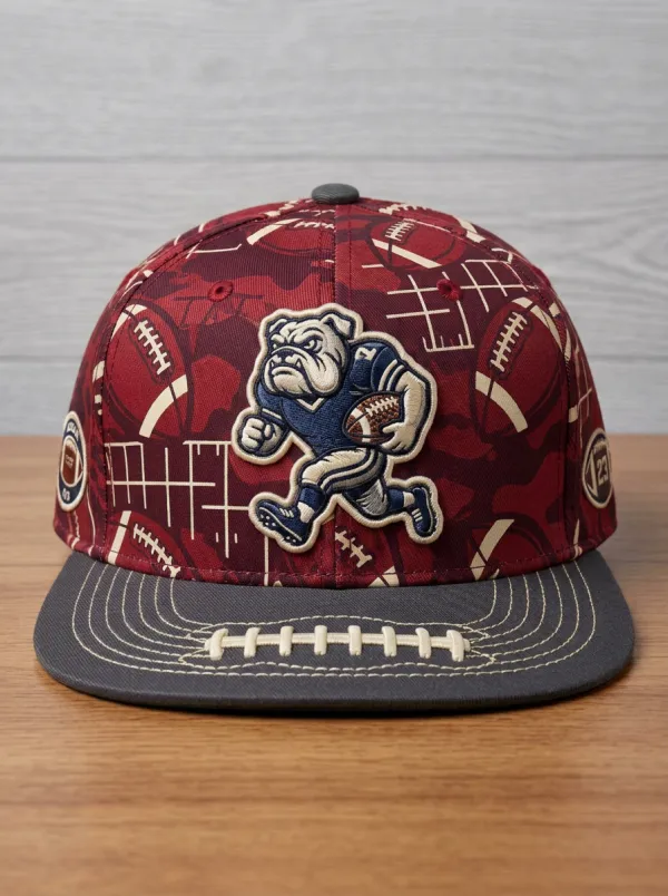 Bulldog Camo Football Baseball Cap