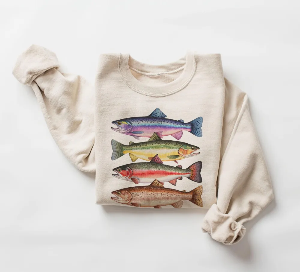 Abstract Colorful Trout In A Row Sweatshirt