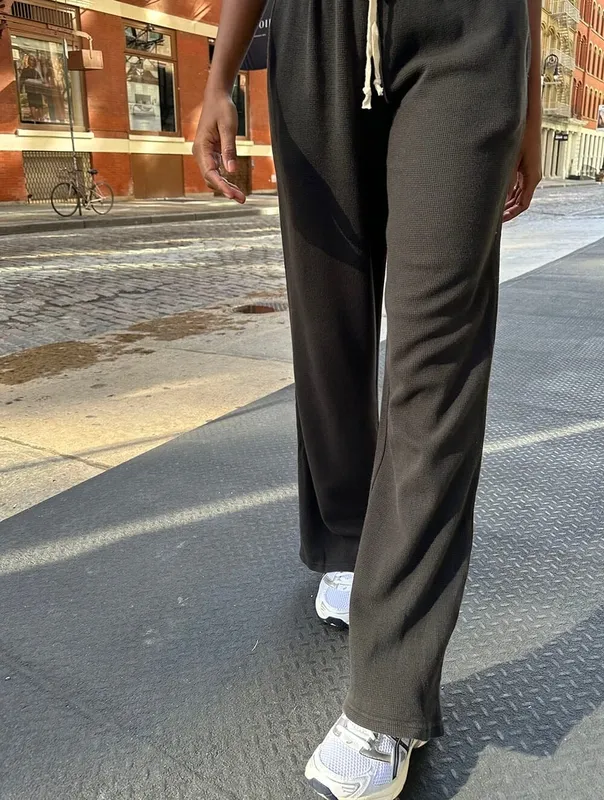 Black Waffle Sweatpants
