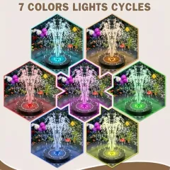 Solar-Powered Colorful Water Fountain