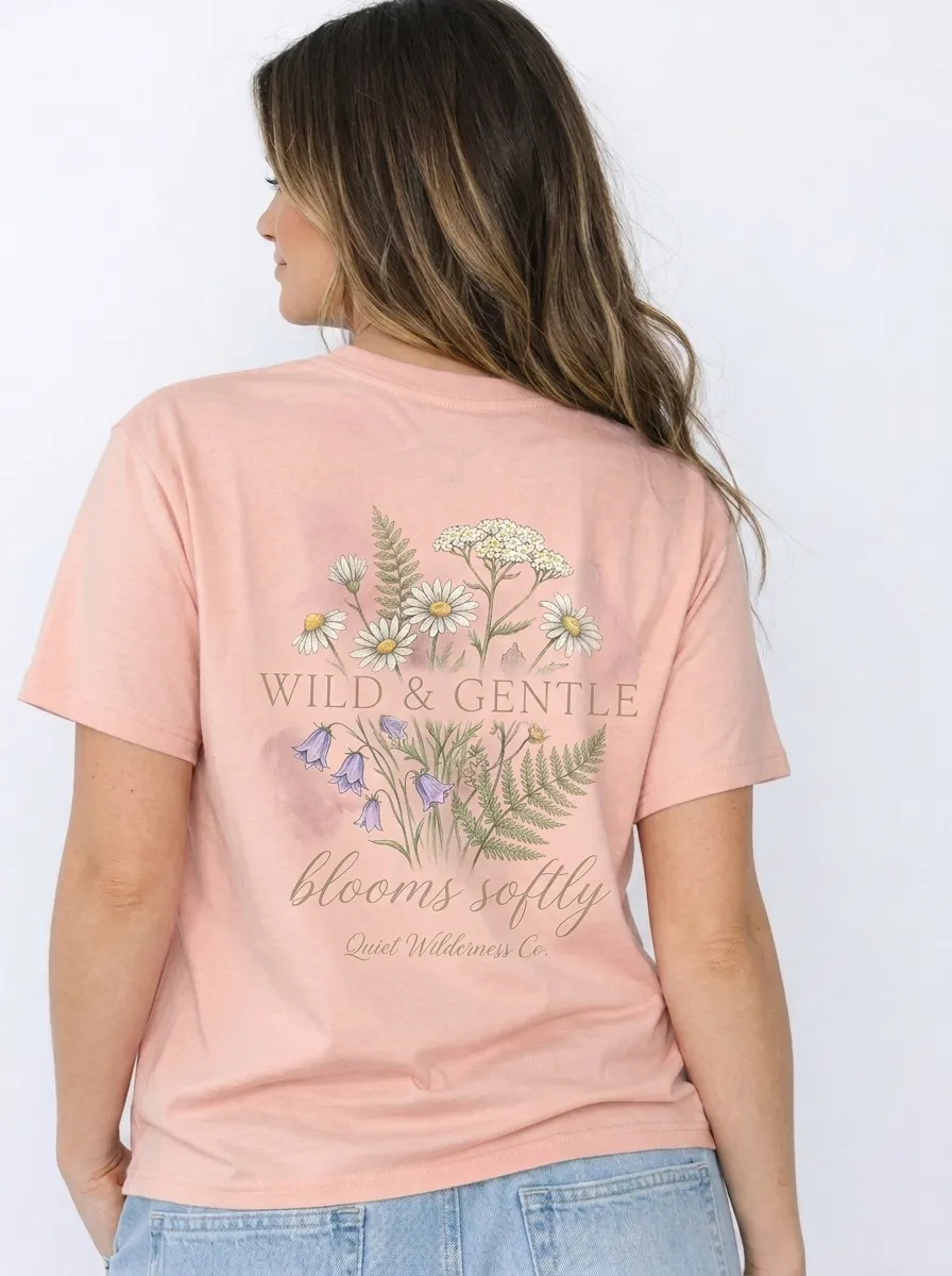 Women's Nature Lover Wildflower Bouquet Printed T-shirt