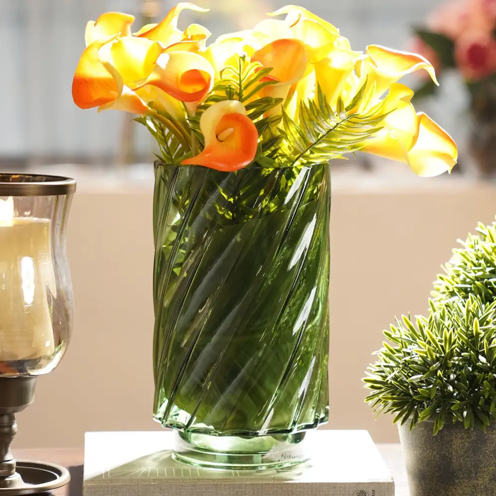 Green Swirl Glass Vase