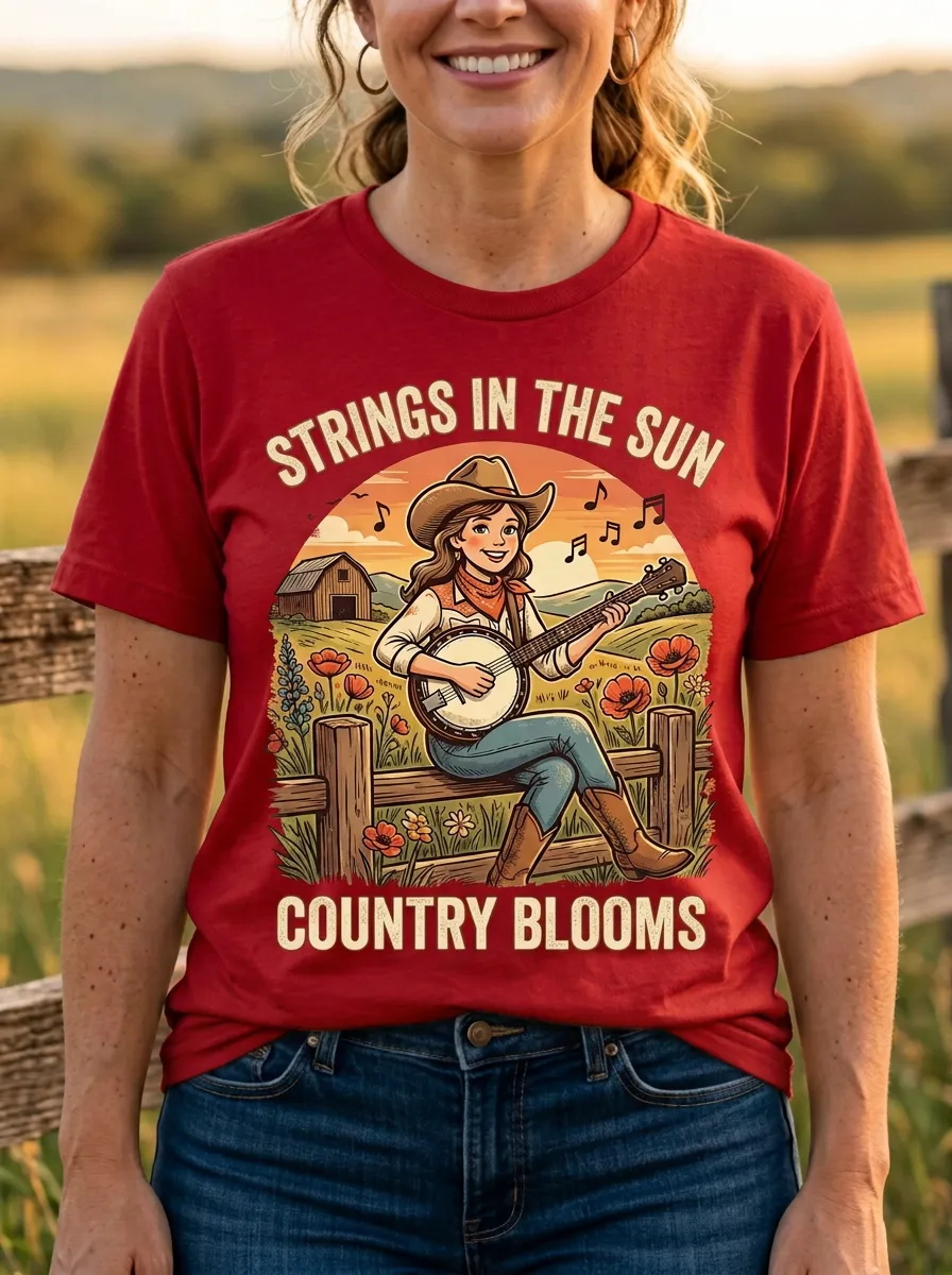 Cowgirl Floral Country Music Crewneck T-Shirt