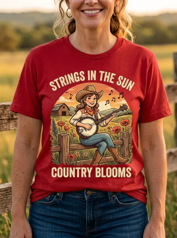 Cowgirl Floral Country Music Crewneck T-Shirt