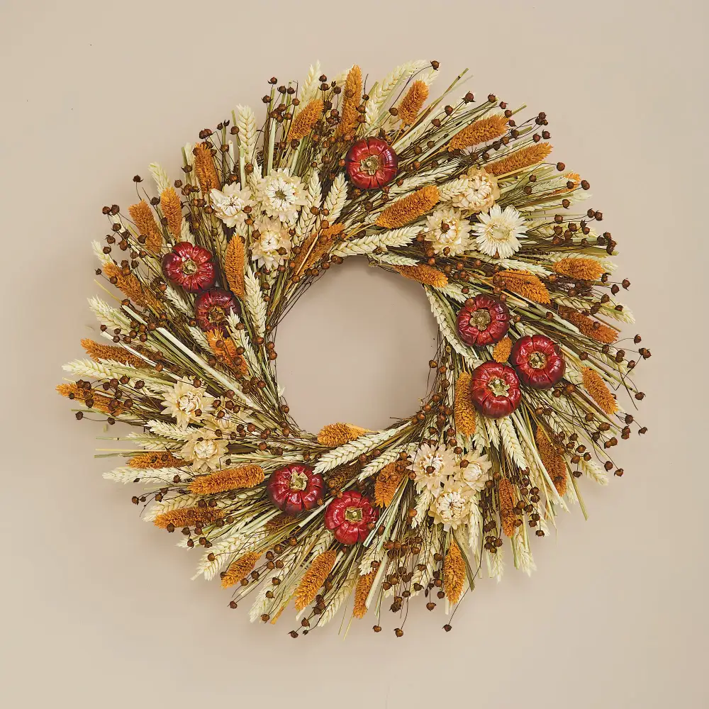 Modern Strawflower Decorative Wreath