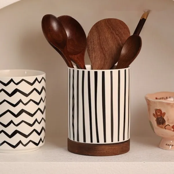 Patterned Ceramic Utensil Holder