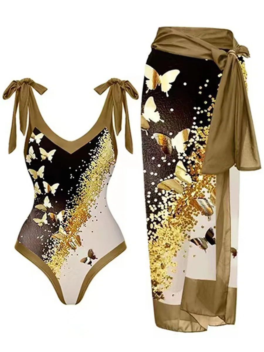 Natalie Chiffon Printed Swimsuit Set