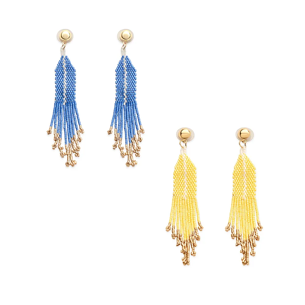 Subtle Balanced Artful Beaded Earrings Set