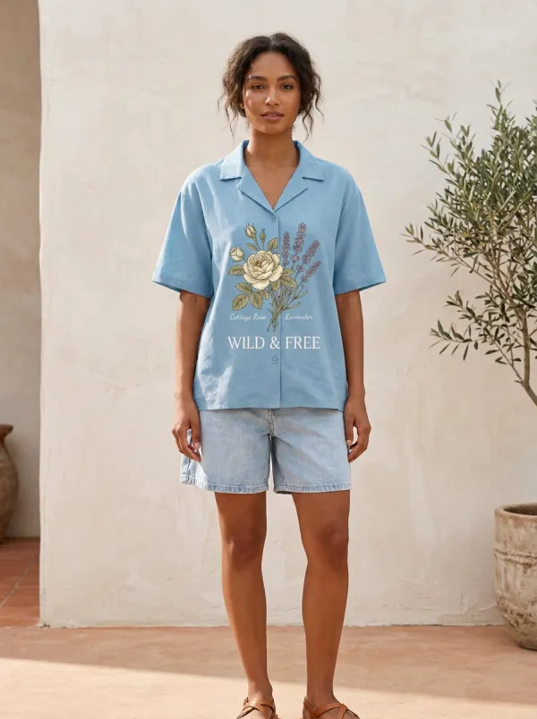 Wild And Free Cottage Rose Lavender Shirt