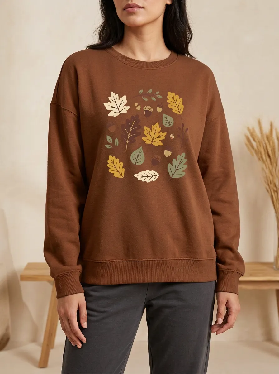 Printed Acorn Graphic Sweatshirt