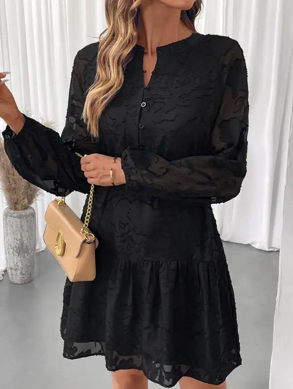 Jacquard Long Sleeve Mini Dress