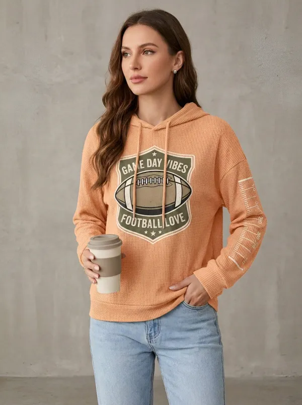 Football Graphic Casual Hoodie