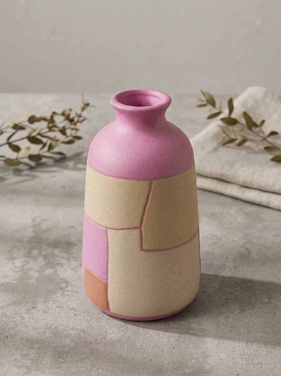 Artful Minimalist Geometric Pattern Printed Table Vase