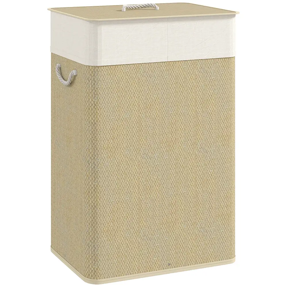Lidded Bamboo Handled Laundry Storage Hamper