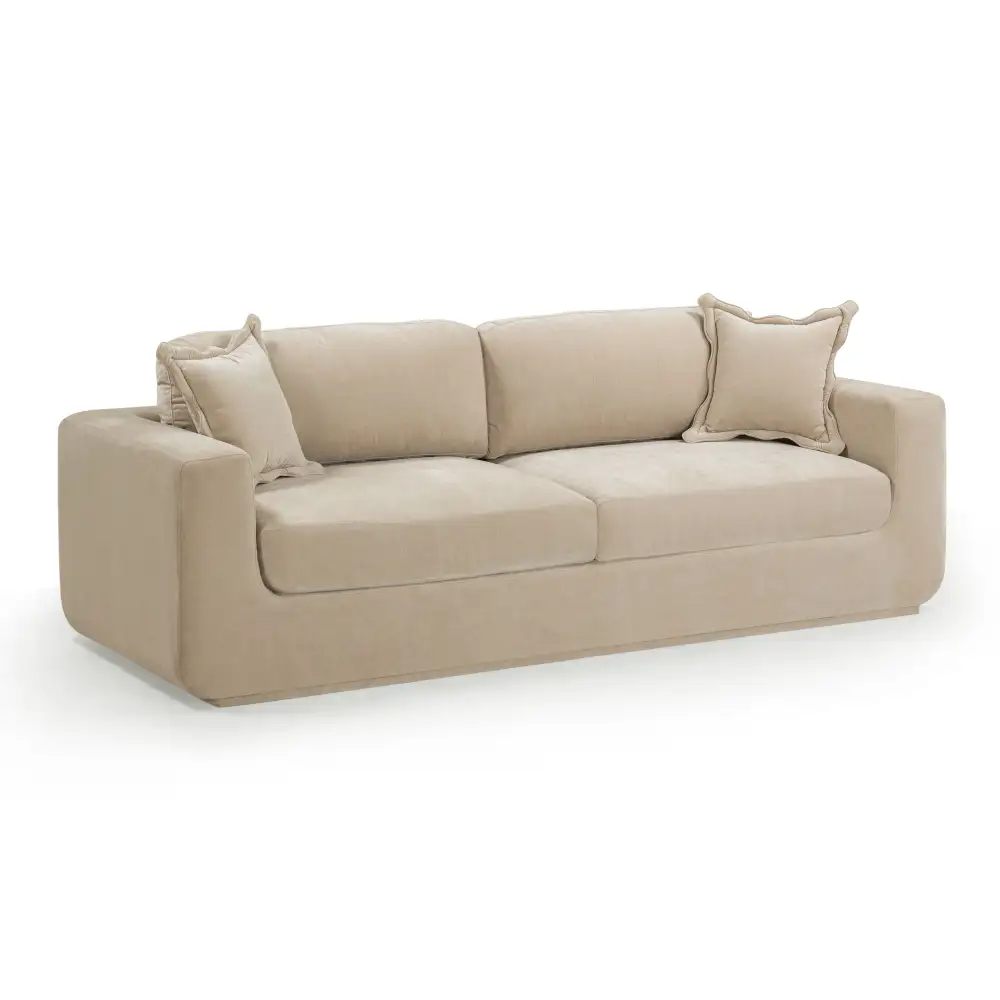 Scalloped Upholstered Washed Velvet Velvet Sofa