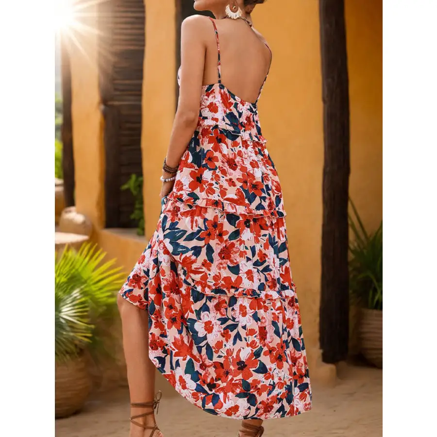 Frill Backless Sleeveless Midi Dress