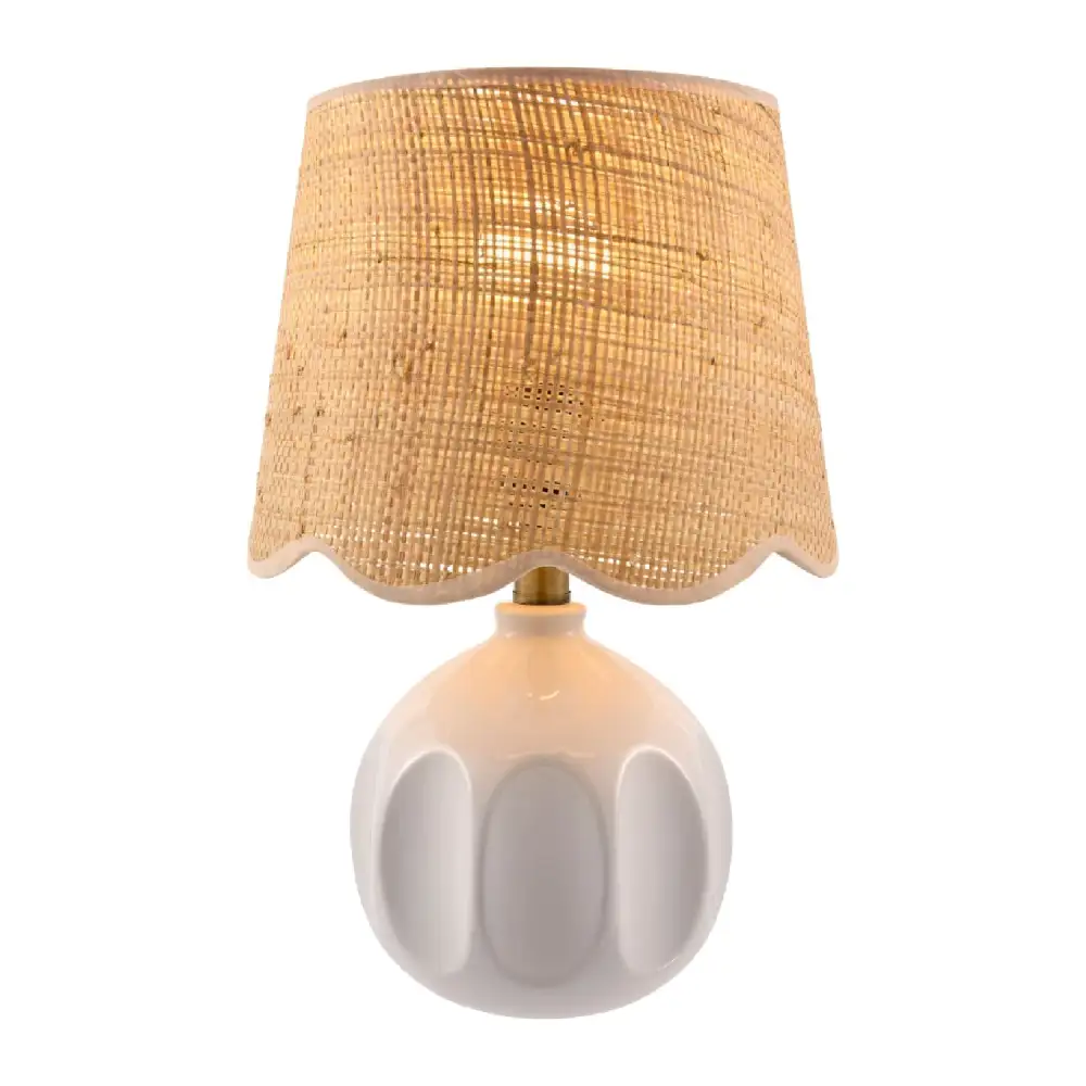 Wavy Ceramic Metal Rattan Table Lamp