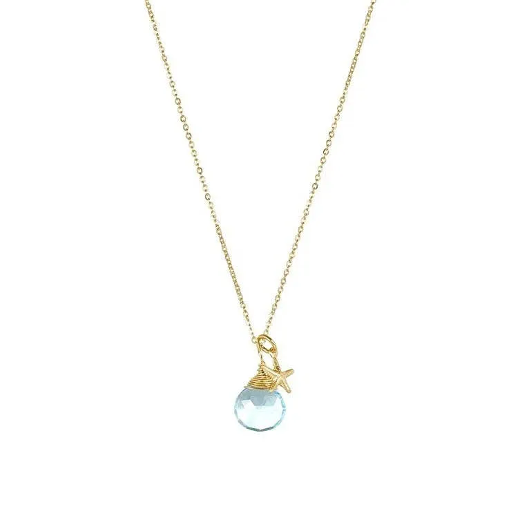 Stone Starfish Charm Necklace