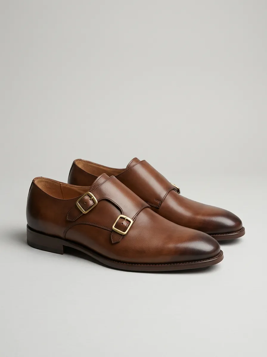 Men's Streamlined Classic Business Leather Double Monk Strap Shoes