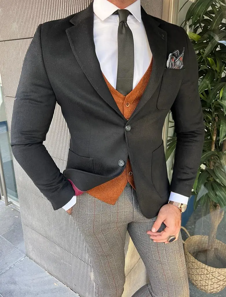 Classic Slim Fit  Italian Fabric Stamped Blazer