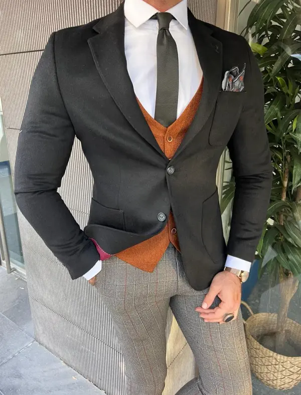 Classic Slim Fit  Italian Fabric Stamped Blazer