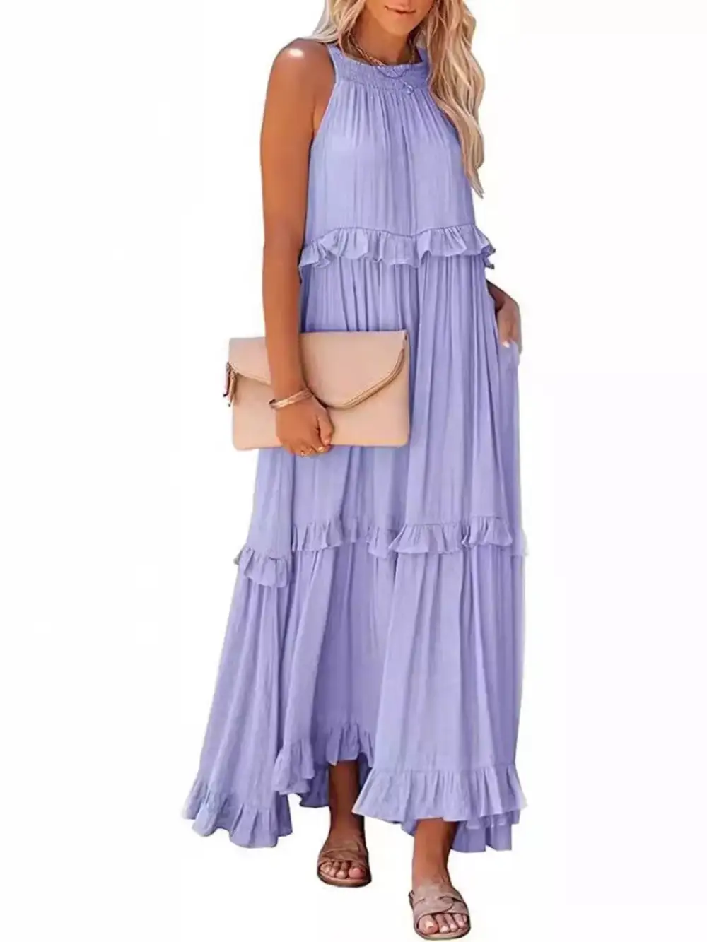 Classic Tiered Sleeveless Maxi Dress