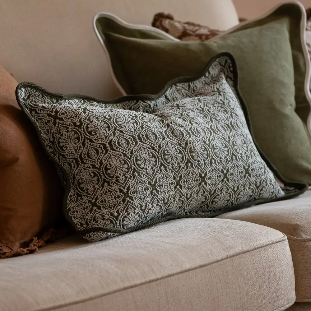 Curated Scalloped-Edge Printed Accent Cushion