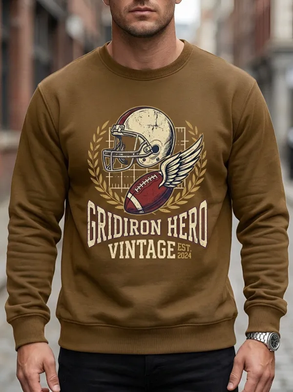Men's American Football Gridiron Hero Winged Ball Printed Sweatshirt