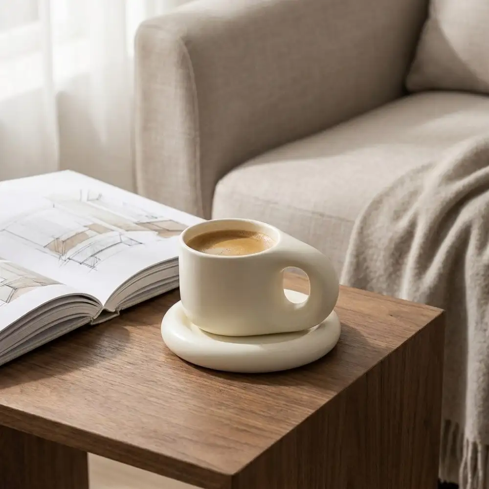 Ceramic Pastel Mug And Saucer