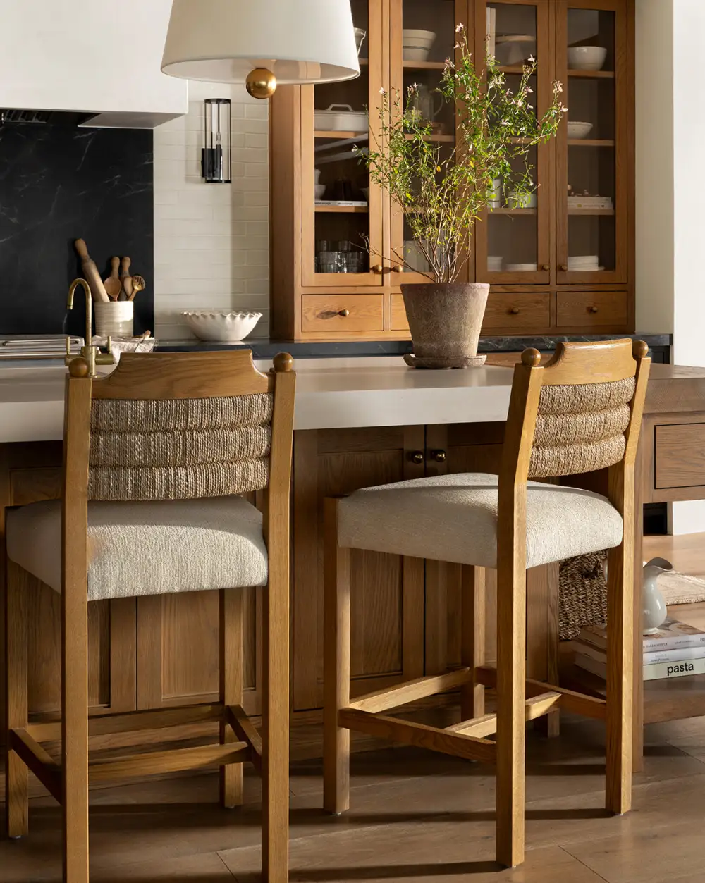Woven Oak Counter Stool
