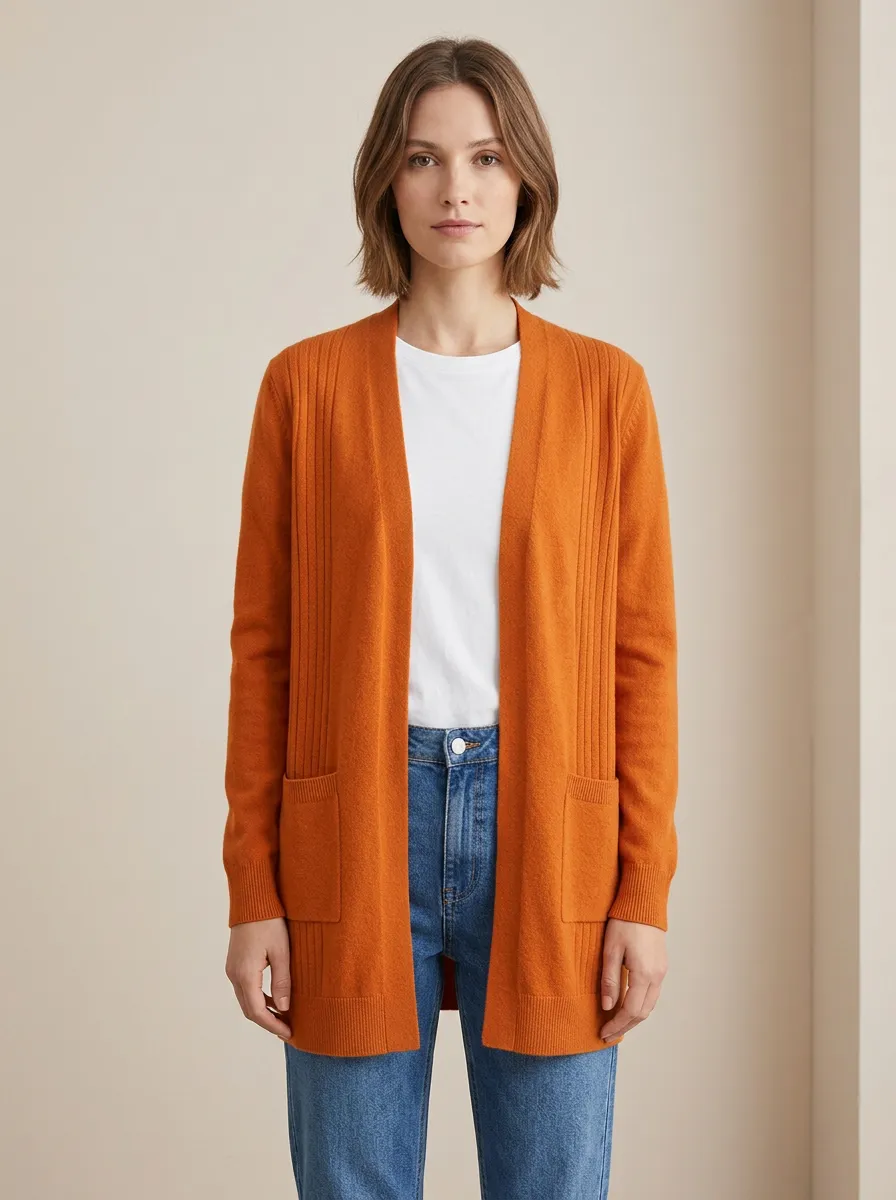 Classic Ribbed-Knit Knit Cardigan