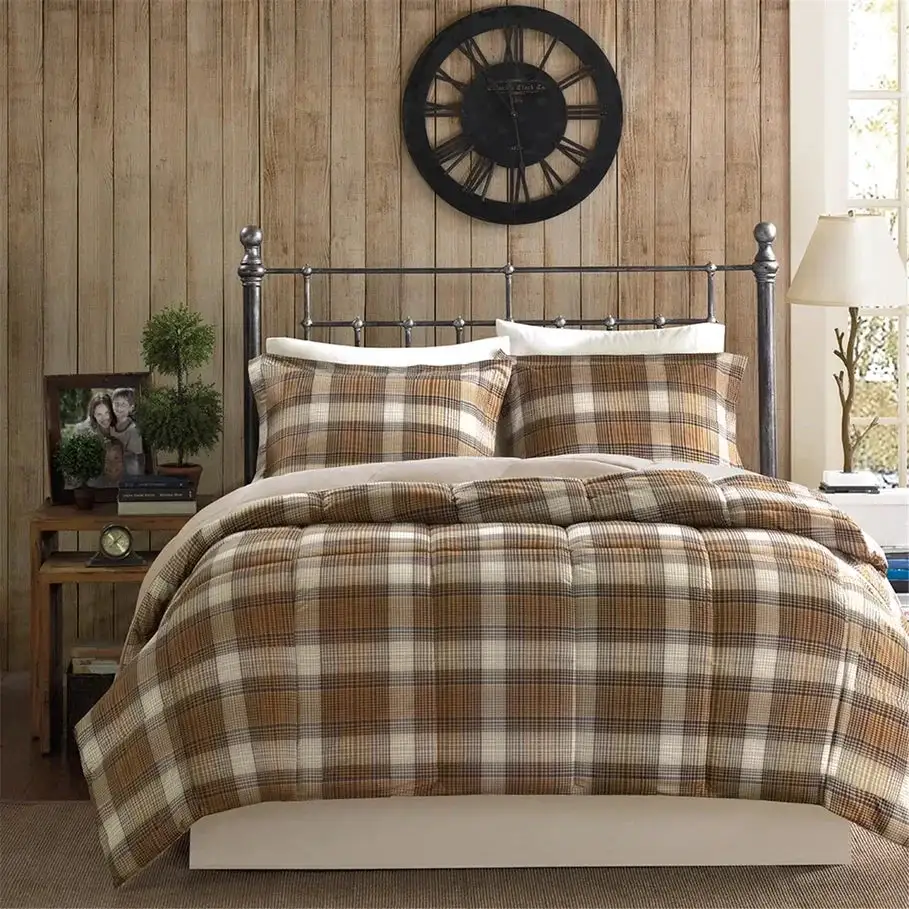 Plaid Pine Motif Comforter Set