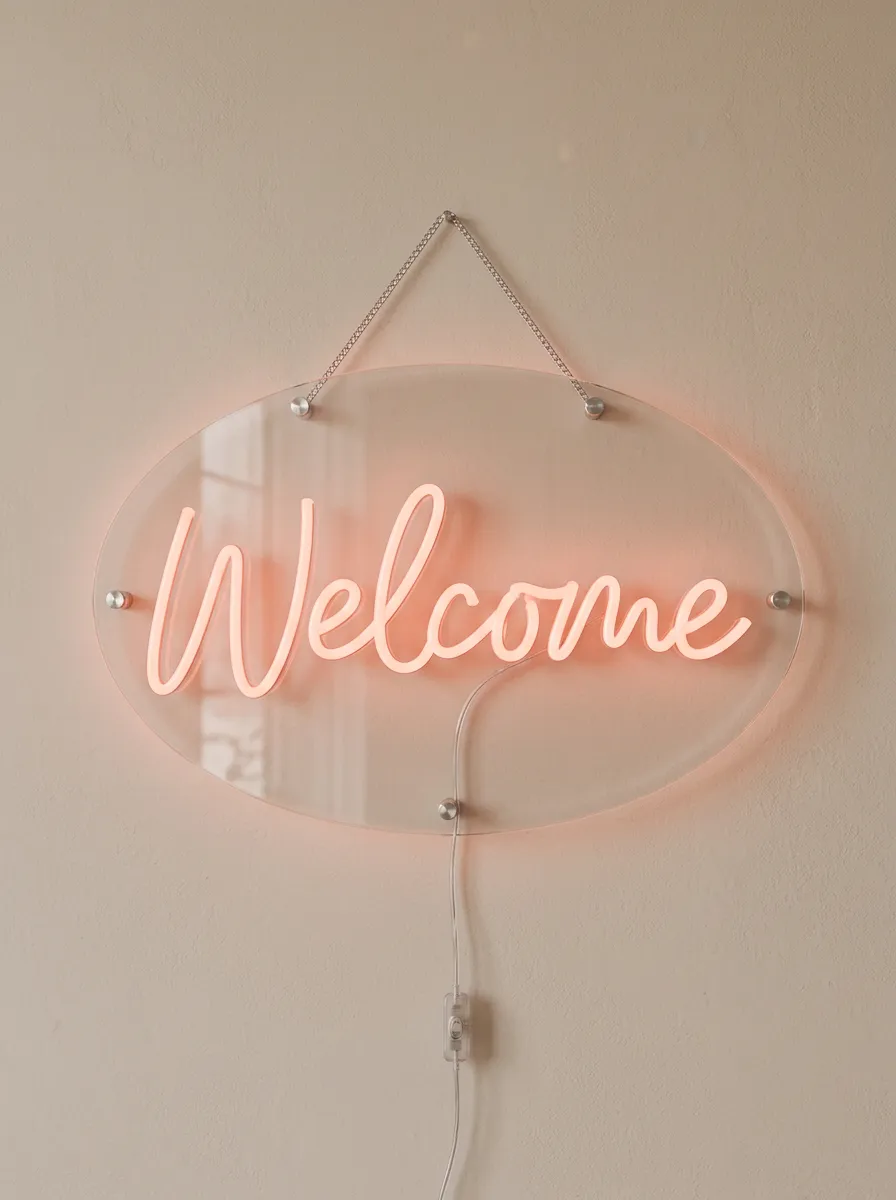 Portable Script Hanging Welcome Neon Sign