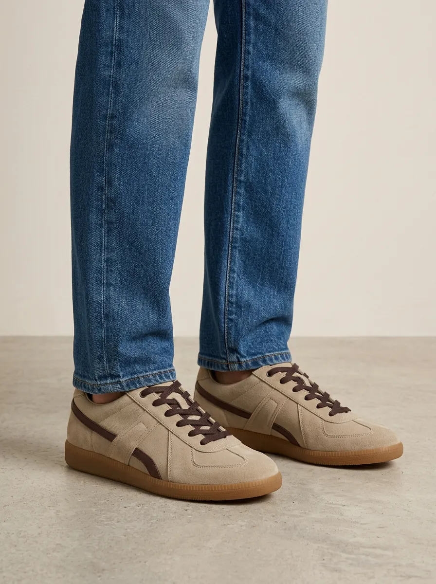 Unisex Minimalist Suede Leather Gum Sole Casual Shoes