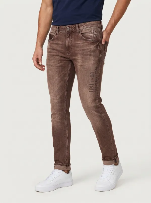 Men's Compass Graphic Slim-Fit Jeans
