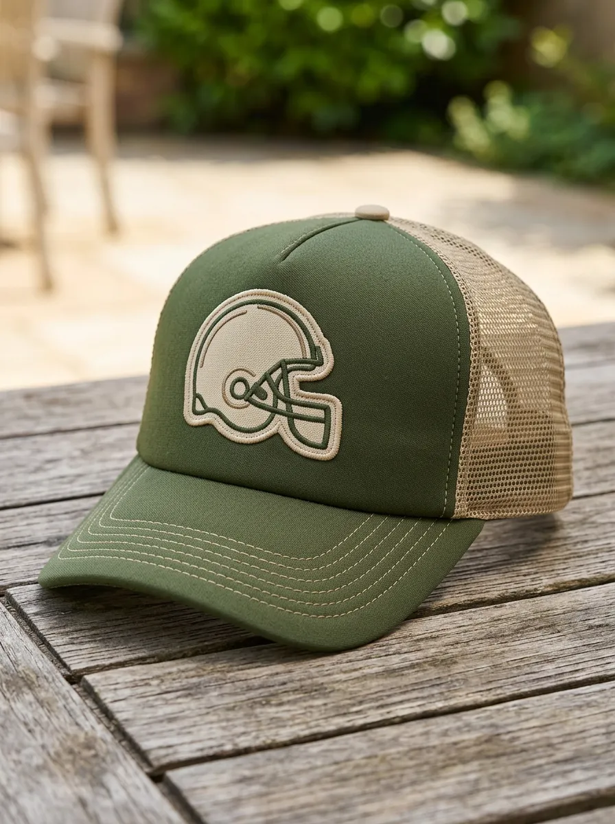Unisex American Football Fan Helmet Graphic Printed Mesh Trucker Hat