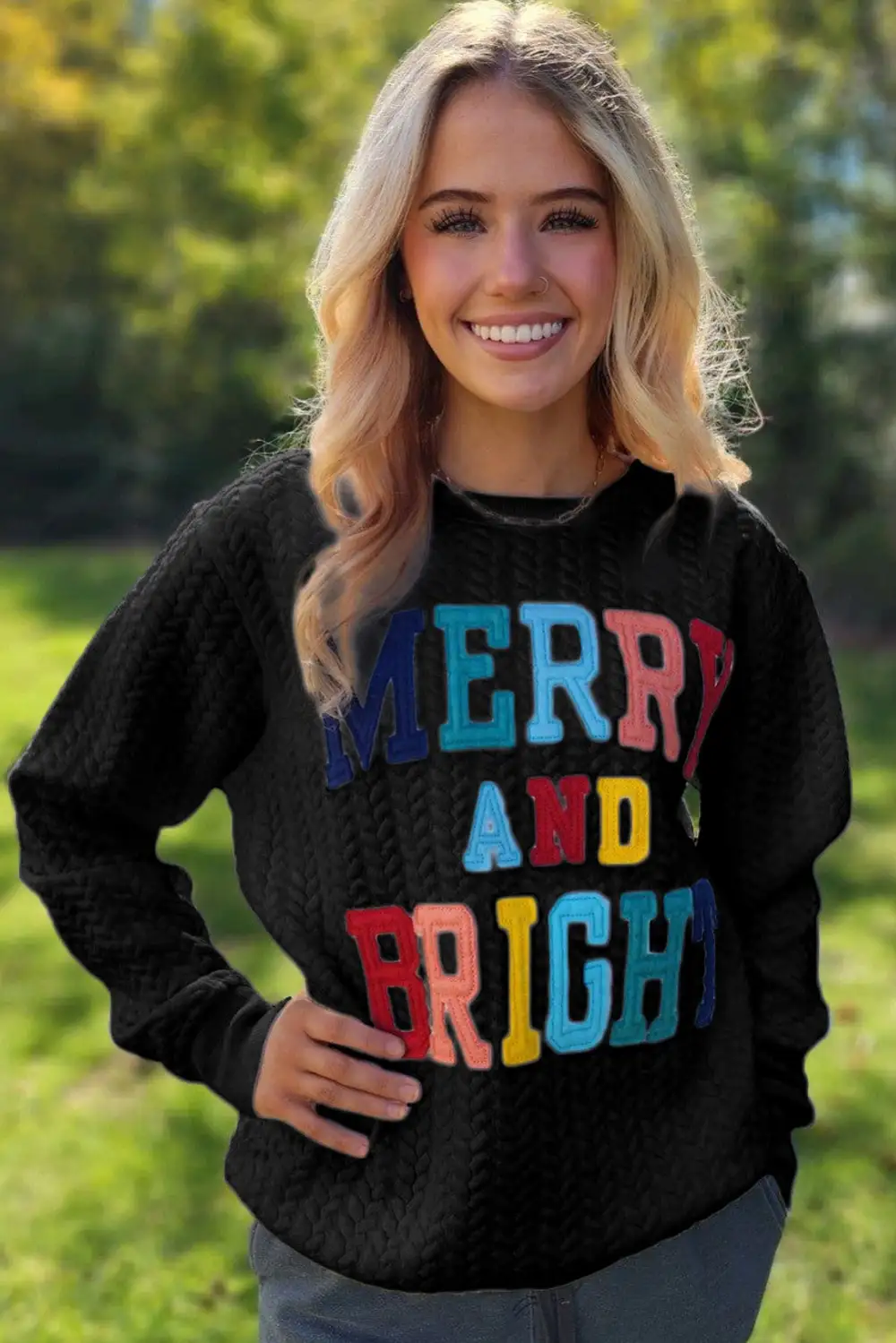 Bright Cable Knit Sweatshirt